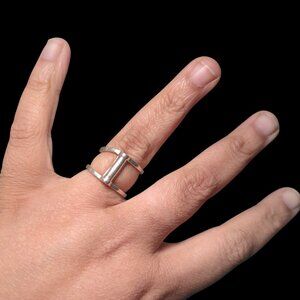 Sterling Silver Geometric Bar Ring .925 Thailand